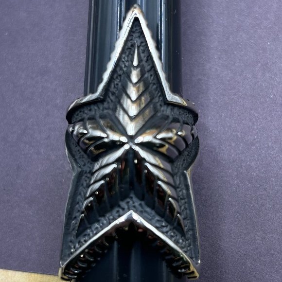 Huge Impressive Steel Rock Star Silver Black Statement Ring Punk Size 9 - Picture 1 of 5